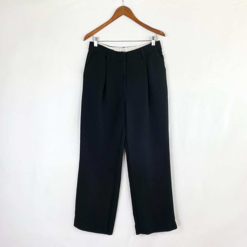 Reformation‎ Alex Mid Rise Straight Leg Wide Trouser Pants Size 8 Black Work
